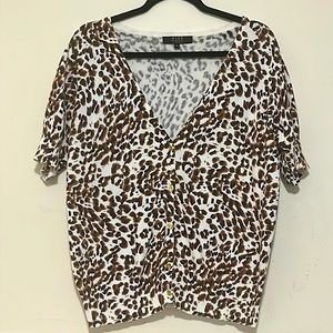 Alex Marie 1x Brown Animal Print Cardigan
